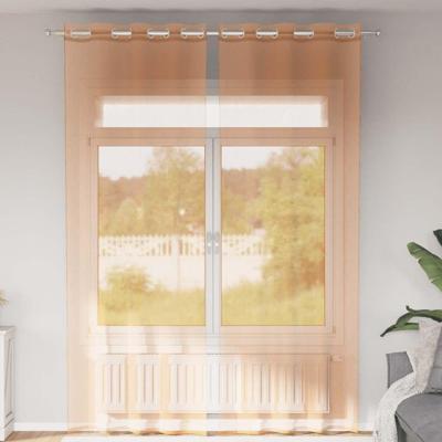 Gordijnen voile met doorvoertules 2 st terracotta
