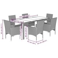 7-delige Tuinset met kussens poly rattan en glas grijs - thumbnail