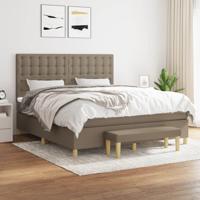 Boxspring met matras stof taupe 180x200 cm - thumbnail