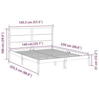 Bedframe extra lang zonder matras massief hout wit 140x220 cm - thumbnail
