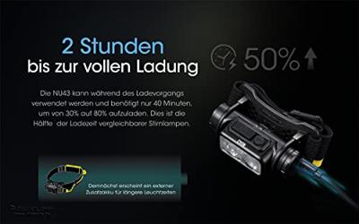 NiteCore NU43 Hoofdlamp LED werkt op een accu 1400 lm
