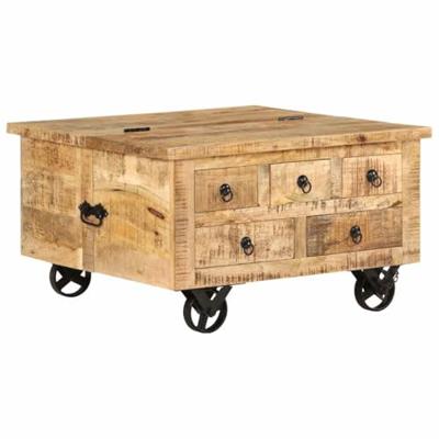 Salontafel 70x70x40 cm ruw mangohout