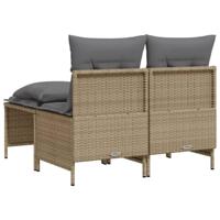 4-delige Loungeset met kussens poly rattan beige - thumbnail