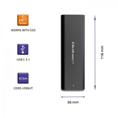 Qoltec 50311 behuizing voor opslagstations SDD-behuizing Zwart M.2 - thumbnail