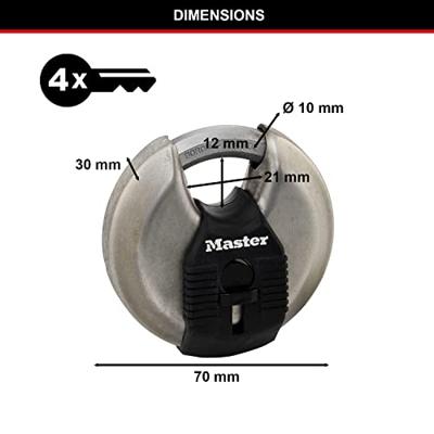 Masterlock 70mm diam. stainless steel padlock - octagonal boron-carbide shrouded - M40EURD