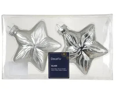 Decoris kersthangers glas ster 2st zilver