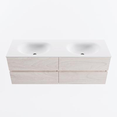 MONDIAZ VICA 140cm badmeubel onderkast Underlayment 4 lades. Wastafel MOON dubbel zonder kraangat, kleur Talc.
