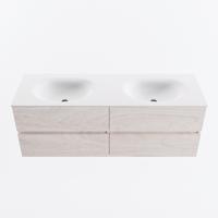 MONDIAZ VICA 140cm badmeubel onderkast Underlayment 4 lades. Wastafel MOON dubbel zonder kraangat, kleur Talc. - thumbnail
