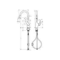 Hansgrohe Focus M42 ééngreeps keukenmengkraan 220 met uittrekbare vuistdouche, 2 straalsoorten, rvs look - thumbnail