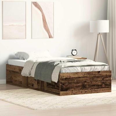 Bedframe zonder matras bewerkt 90x200 cm bewerkt hout oud