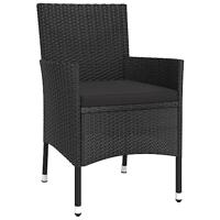 5-delige Tuinset met kussens poly rattan zwart - thumbnail