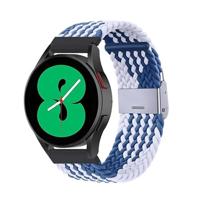 By Qubix - Compatible met Garmin Venu 2 / Garmin Venu 3 - Braided nylon bandje - Blauw/wit - Compatible Garmin bandje - Bandbreedte: 22mm - thumbnail