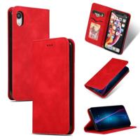 Retro huid voelen Business magnetische horizontale Flip lederen case voor iPhone XR (rood) - thumbnail