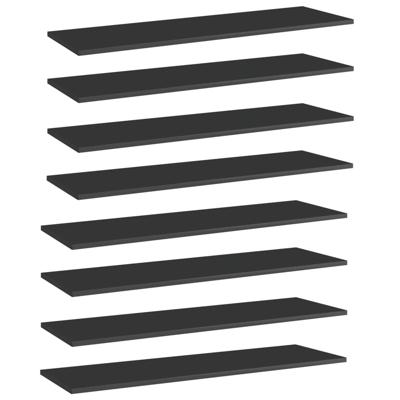 VidaXL Wandschappen 8 st 100x30x1,5 cm spaanplaat hoogglans zwart