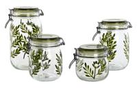 Set van 4 Potjes Home ESPRIT Groen Kristal Ijzer 1,5 L 11,3 x 11,3 x 21,7 cm - thumbnail