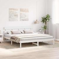 Bedframe met hoofdeinde Wit 180 x 200 cm Massief grenenhout - thumbnail