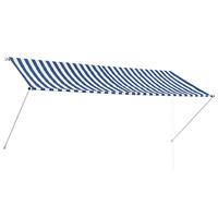 VidaXL Luifel uittrekbaar 300x150 cm blauw en wit - thumbnail