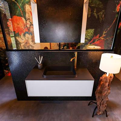 Badkamermeubelset Mondiaz Erin 100 cm met 1 Lade met RIDGE Wastafel Midden Urban met 1 kraangat Greeploos Mat Cale Badkamermeubelset Mondiaz Erin 100 cm met 1 Lade met RIDGE Wastafel Midden Urban met 1 kraangat Greeploos Mat Cale