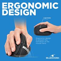 Ergonomische muis - Draadloos - Bluestork - Optisch - 1200 dpi - 6 knoppen - PC / MAC - thumbnail