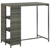 Bartafel met opbergrek 120x60x110 cm poly rattan grijs - thumbnail