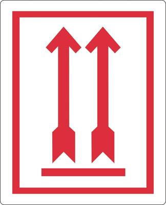 Waarschuwingsetiket IEZZY pijl omhoog 74x105mm 500 stuks