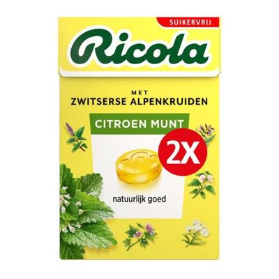 Ricola - Citroen Munt Suikervrij Duopack - 10x 2x 50g