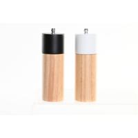 Peper- en zoutstel DKD Home Decor 5 x 5 x 16 cm Keramisch Zwart Rubberwood Wit (2 Stuks) - thumbnail