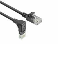 ACT Zwarte 0.25 meter U/UTP CAT6A LSZH slimline patchkabel met RJ45 connectoren. recht naar 90° haa - thumbnail