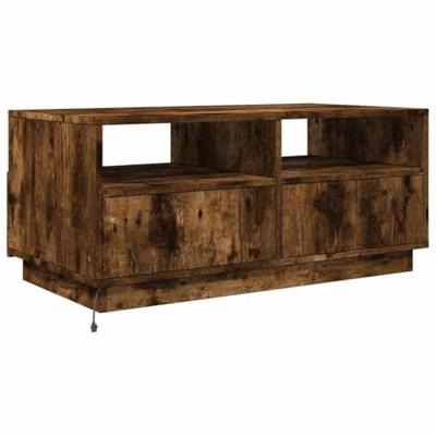 Salontafel met LED-verlichting 90x49x40 cm gerookt eikenkleurig