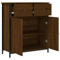 Dressoir 70x30x80 cm bewerkt hout bruin eikenkleur - thumbnail