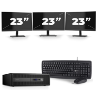 HP ProDesk 600 G3 USFF - Intel Core i5-7e Generatie - 8GB RAM - 256GB SSD - Windows 11 + 3x 23 inch Monitor - thumbnail