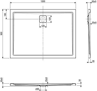 Ben Metric Douchebak 120x90 cm Wit