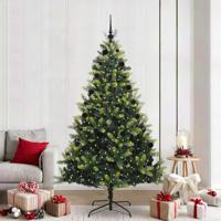 Kunstkerstboom met scharnier 300 LEDs Groen 210 cm PVC en PE - thumbnail