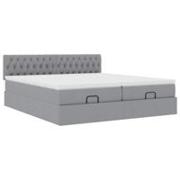 Ottoman bed met matrassen en LED's 180x200cm stof lichtgrijs - thumbnail