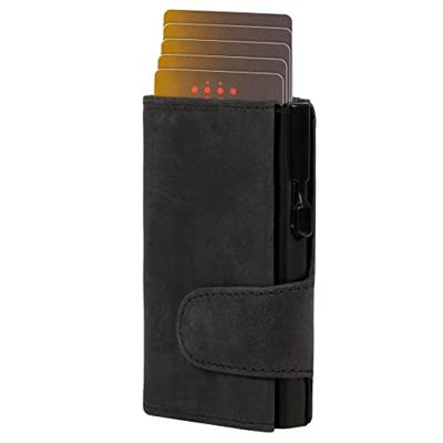 Juscha JU-961301 Pasjeshouder Clicksafe RFID Jachtleer ZW/ZW 8 Pasjes Met Opbergvak Voor Muntgeld