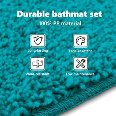 VidaXL Antislip badmat set 3 pcs turquoise pp