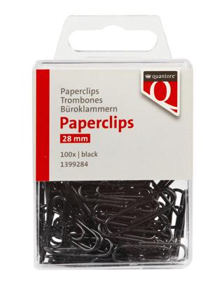 Quantore Paperclip 28mm zwart, 100st.