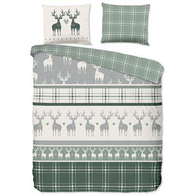 Good Morning Dekbedovertrek "rendieren" - Groen - (240x200/220 cm) - Katoen Flanel