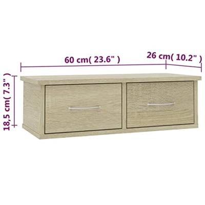 Wandschap met lades 60x26x18,5 cm bewerkt hout sonoma eiken