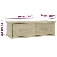 Wandschap met lades 60x26x18,5 cm bewerkt hout sonoma eiken - thumbnail