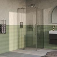 BRAUER Stellar douchecabine met draaideur helder glas 100x100x200 omkeerbaar incl. glascoating PVD RVS-kleurig geborsteld - thumbnail