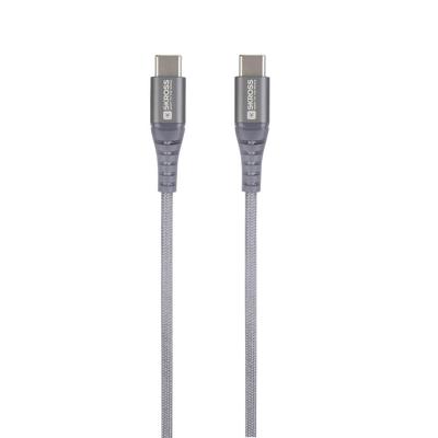 Skross SKCA0017C-C120CN USB-kabel USB 2.0 USB-C stekker, USB-C stekker 1.20 m Space grijs Rond, Flexibel, Stoffen mantel