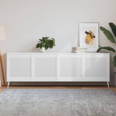 Kastdeuren met lamellen 4 st 61,5x59,4 cm grenenhout wit