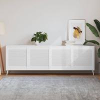 Kastdeuren met lamellen 4 st 61,5x59,4 cm grenenhout wit - thumbnail