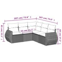 5-delige Loungeset met kussens poly rattan zwart - thumbnail
