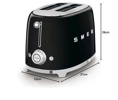 Smeg TSF01BLEU 50&apos;s style broodrooster 2X2 geschikt voor twee sneetjes brood, Zwart - thumbnail