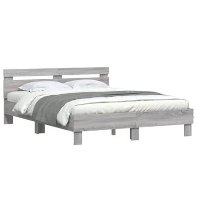 Bedframe met hoofdeinde grijs sonoma eiken 150x200 cm