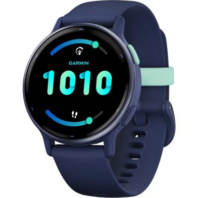 Verbonden GPS-horloge - GARMIN - Vivoactive 5 - WiFi - 30,4 mm (1,2) - Metallic blauw met blauwe band
