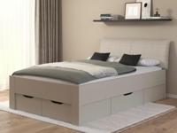 Bed LANDER 140x200 cm kasjmier/ivoorkleurig fluweel met lades - thumbnail