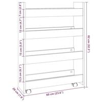 Opbergtrolley smal 4-laags bewerkt hout betongrijs - thumbnail